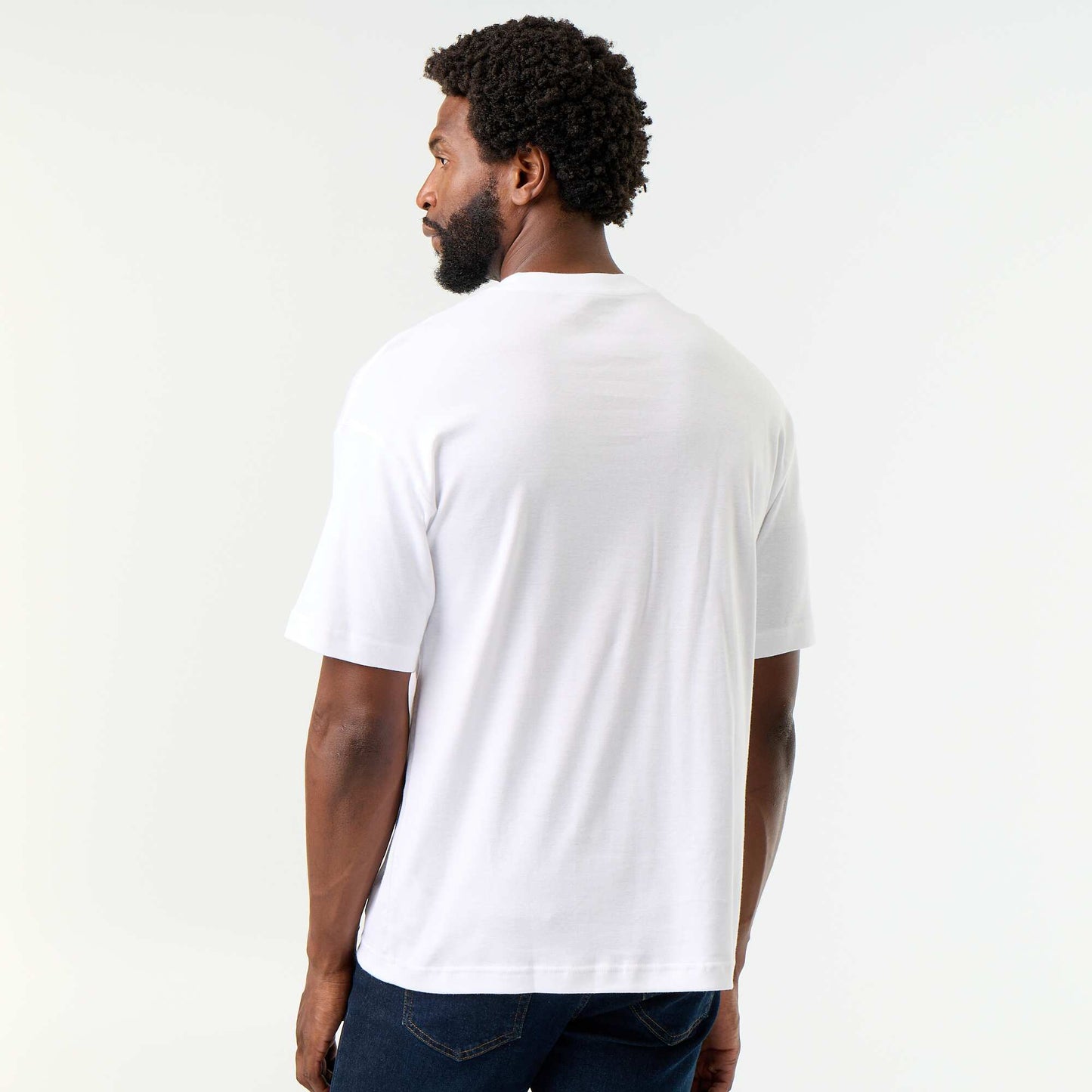T-shirt homme en coton à col rond coupe confort BLANC