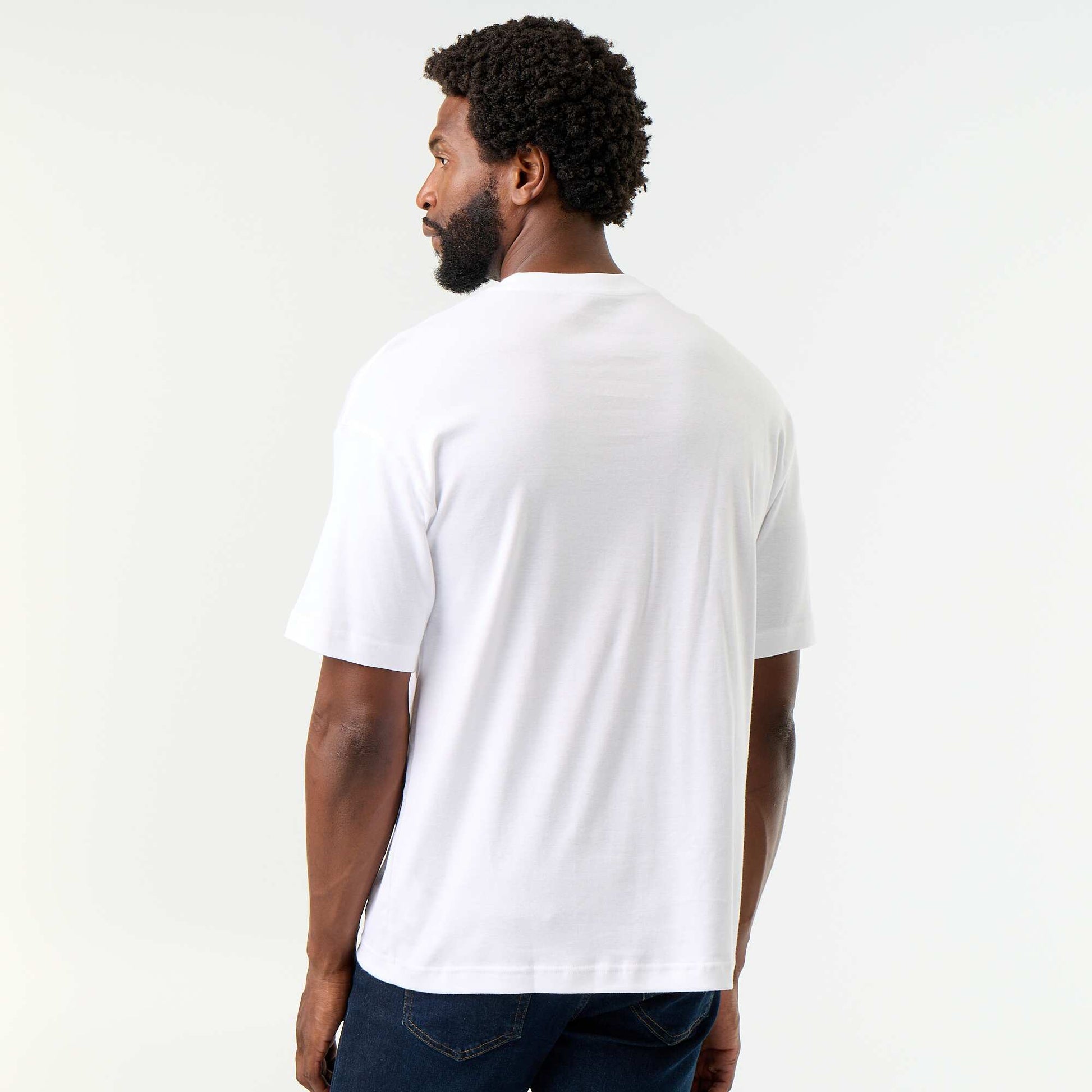 T-shirt homme en coton à col rond coupe confort BLANC
