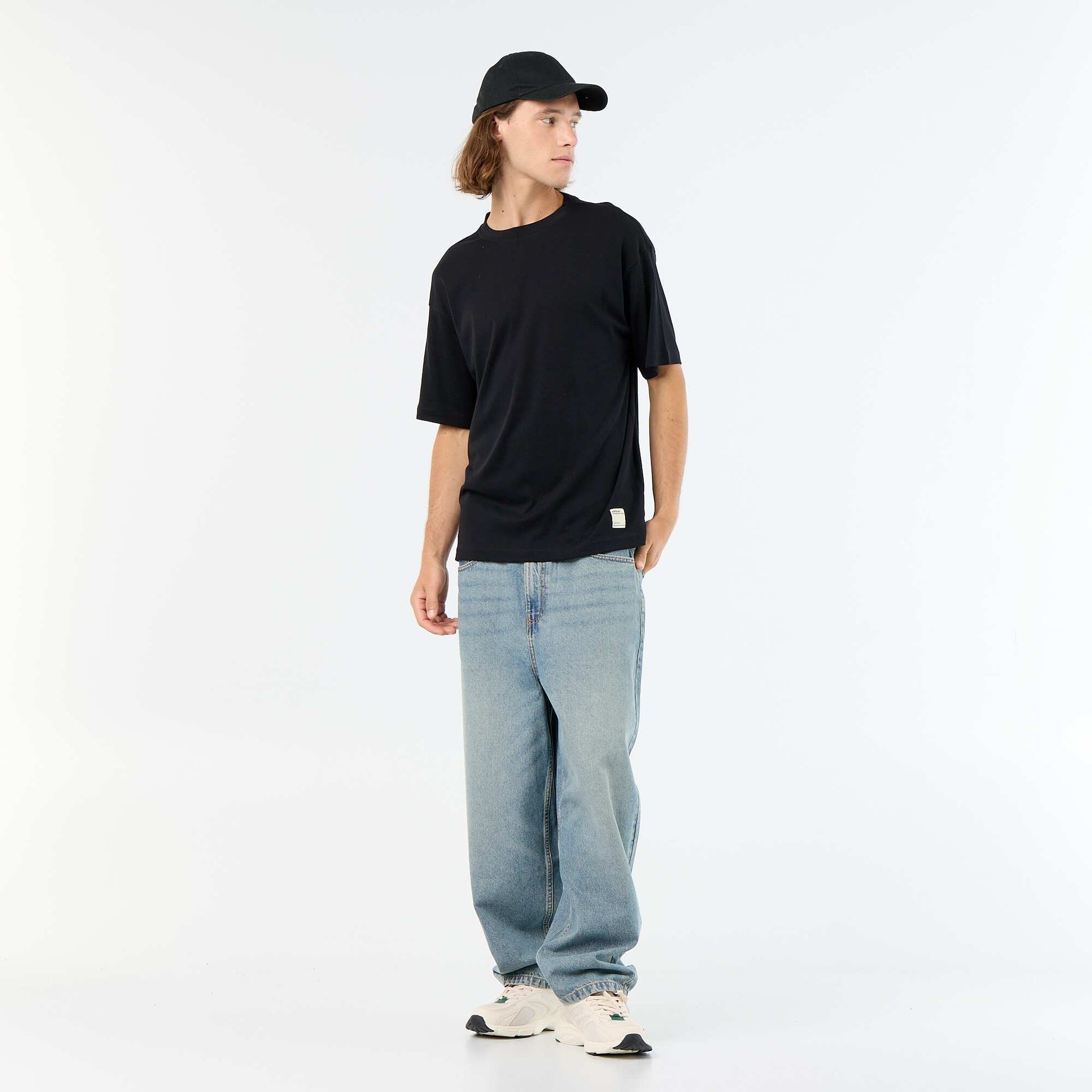 T-shirt homme en coton à col rond NOIR