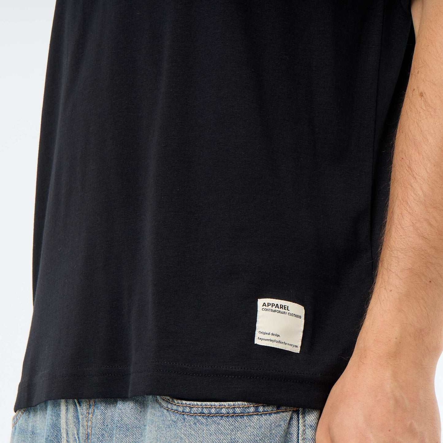 T-shirt homme en coton à col rond NOIR