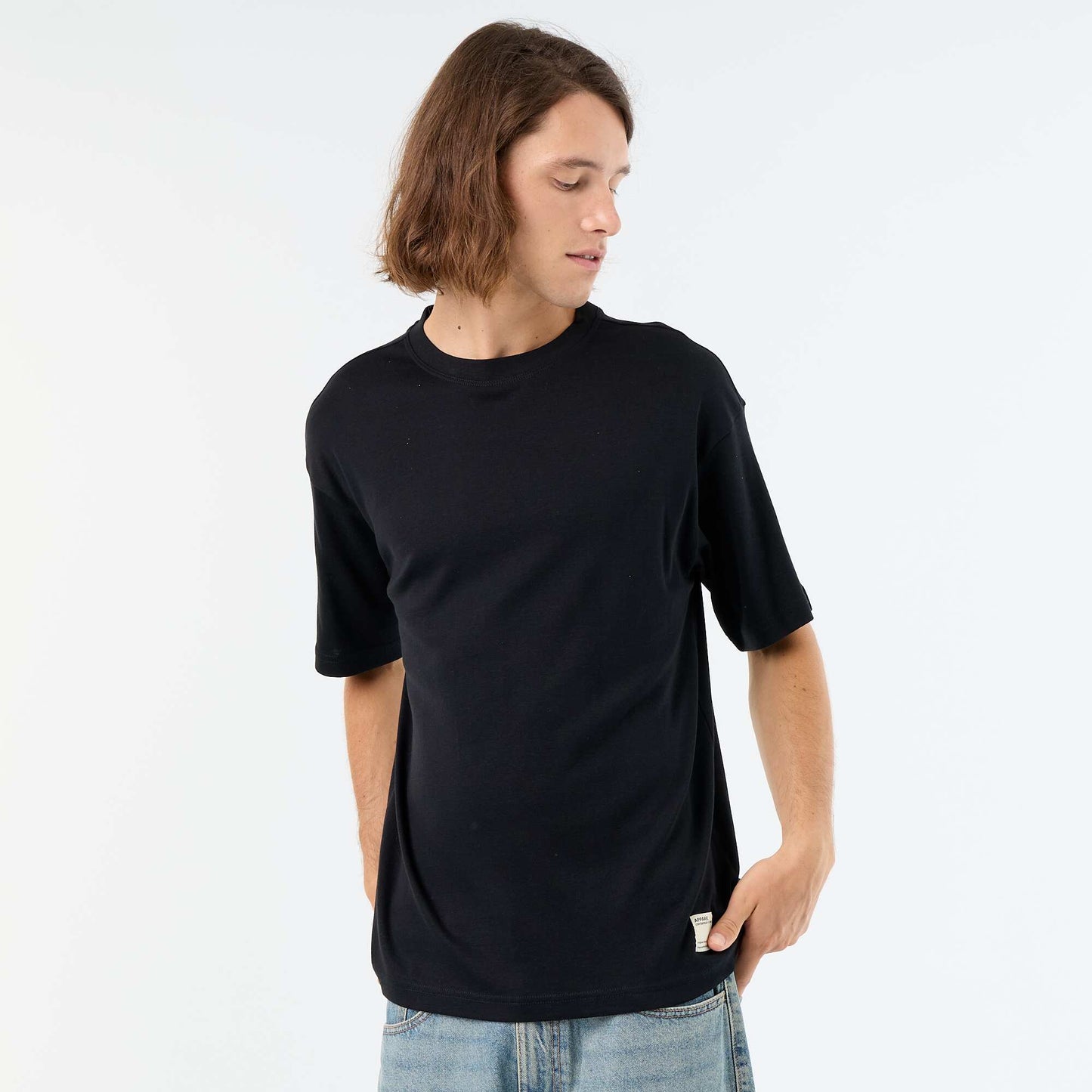 T-shirt homme en coton à col rond NOIR