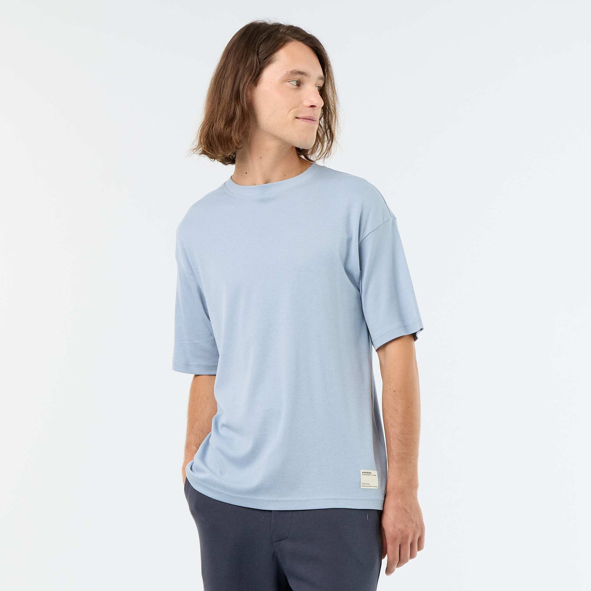T-shirt homme en coton à col rond BLEU
