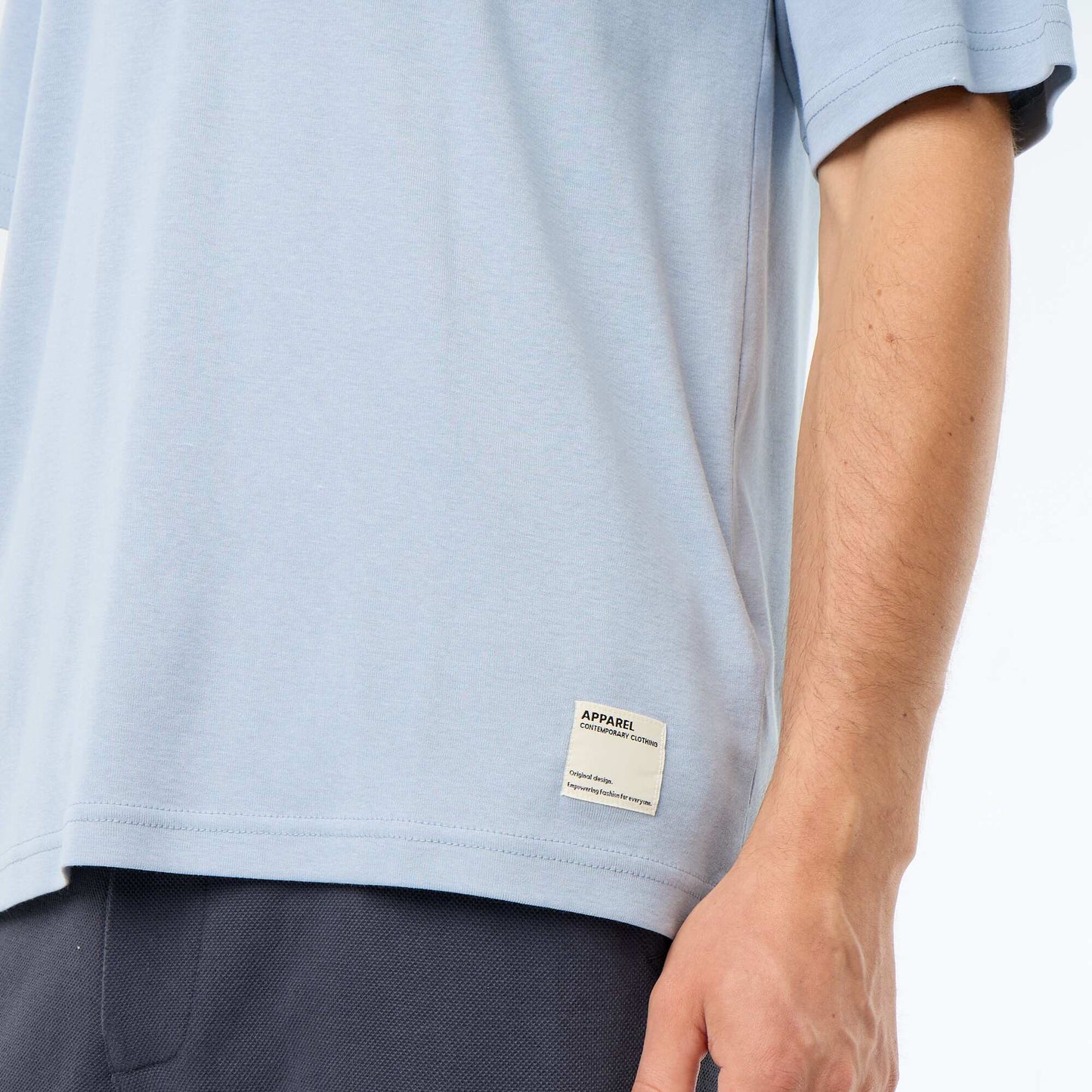 T-shirt homme en coton à col rond BLEU