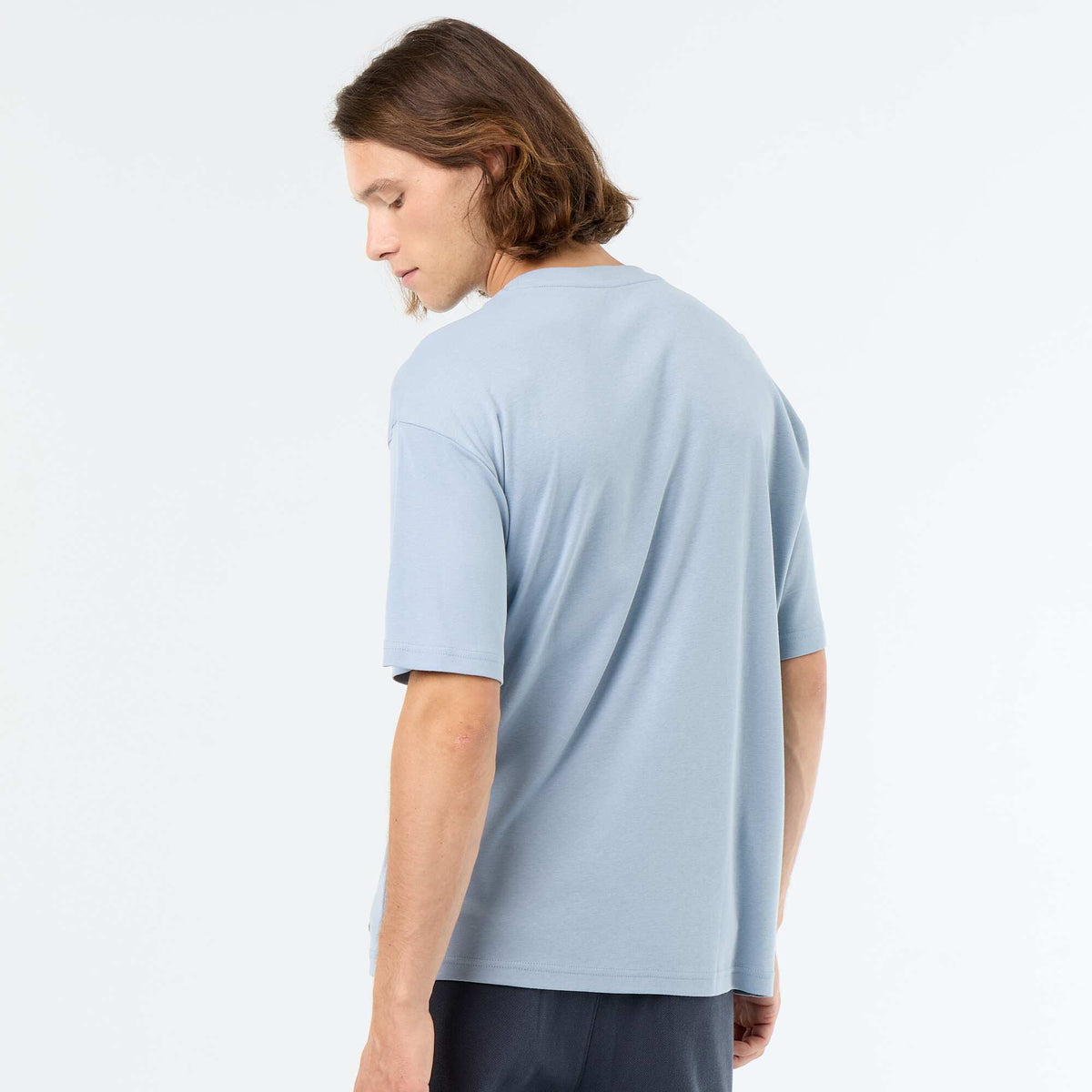 T-shirt homme en coton à col rond BLEU