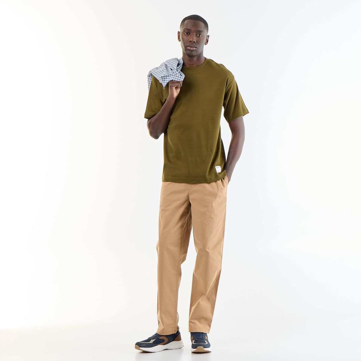 T-shirt homme en coton à col rond VERT