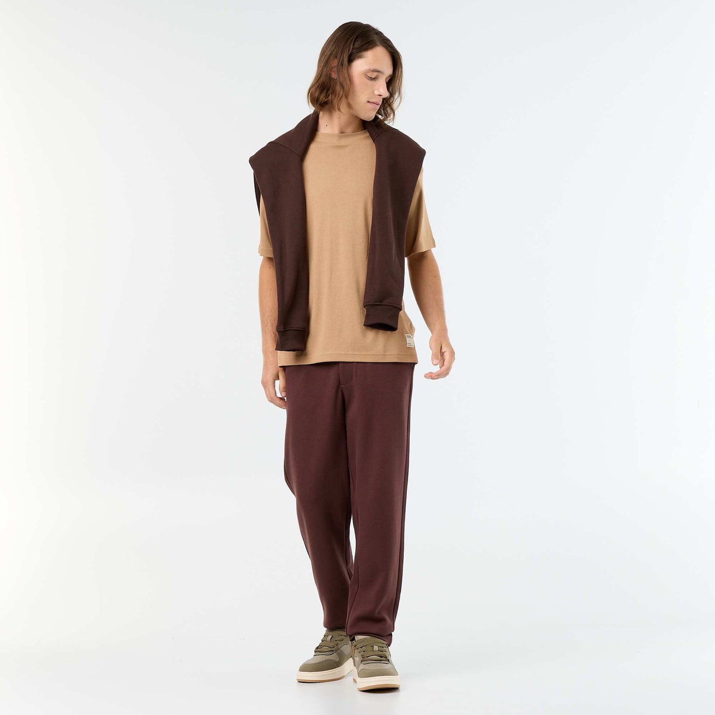 T-shirt Homme en coton à col rond BEIGE