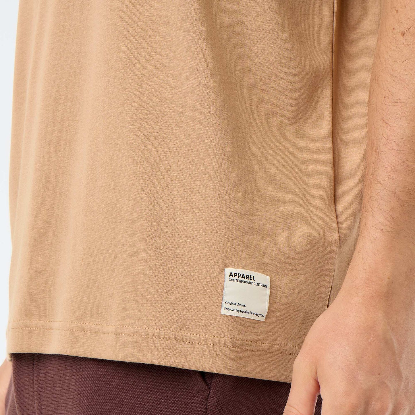 T-shirt Homme en coton à col rond BEIGE