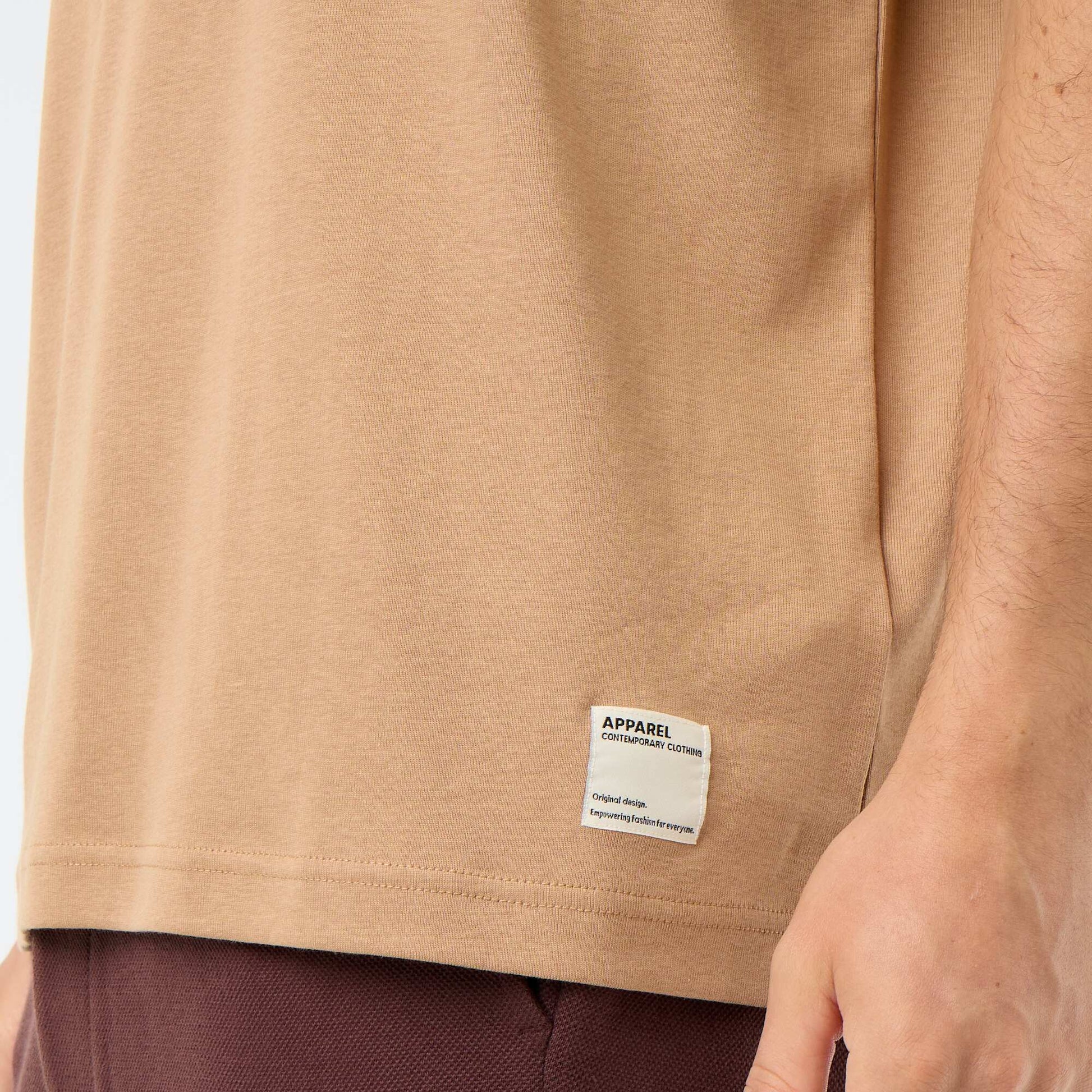 T-shirt Homme en coton à col rond BEIGE