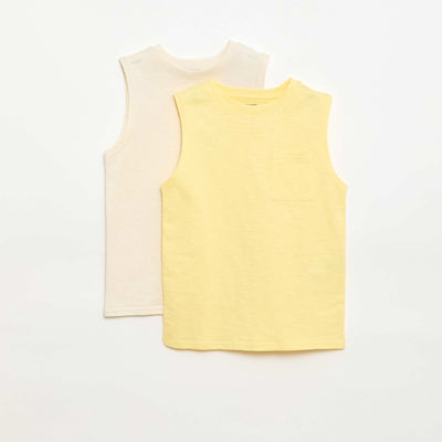 Lot de 2 débardeurs avec poche poitrine JAUNE