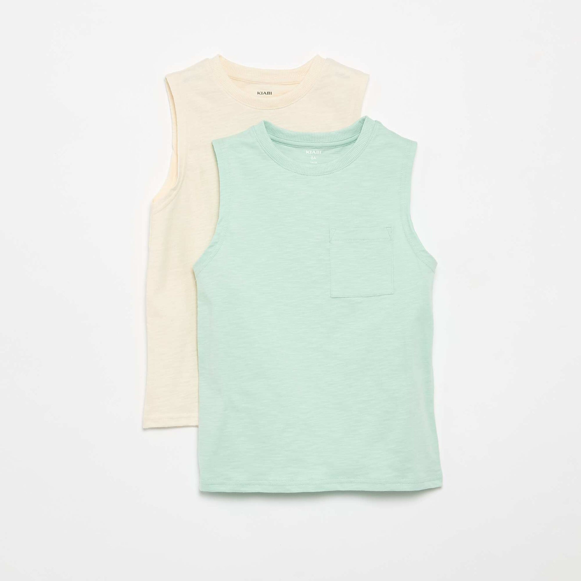 Lot de 2 débardeurs avec poche poitrine VERT