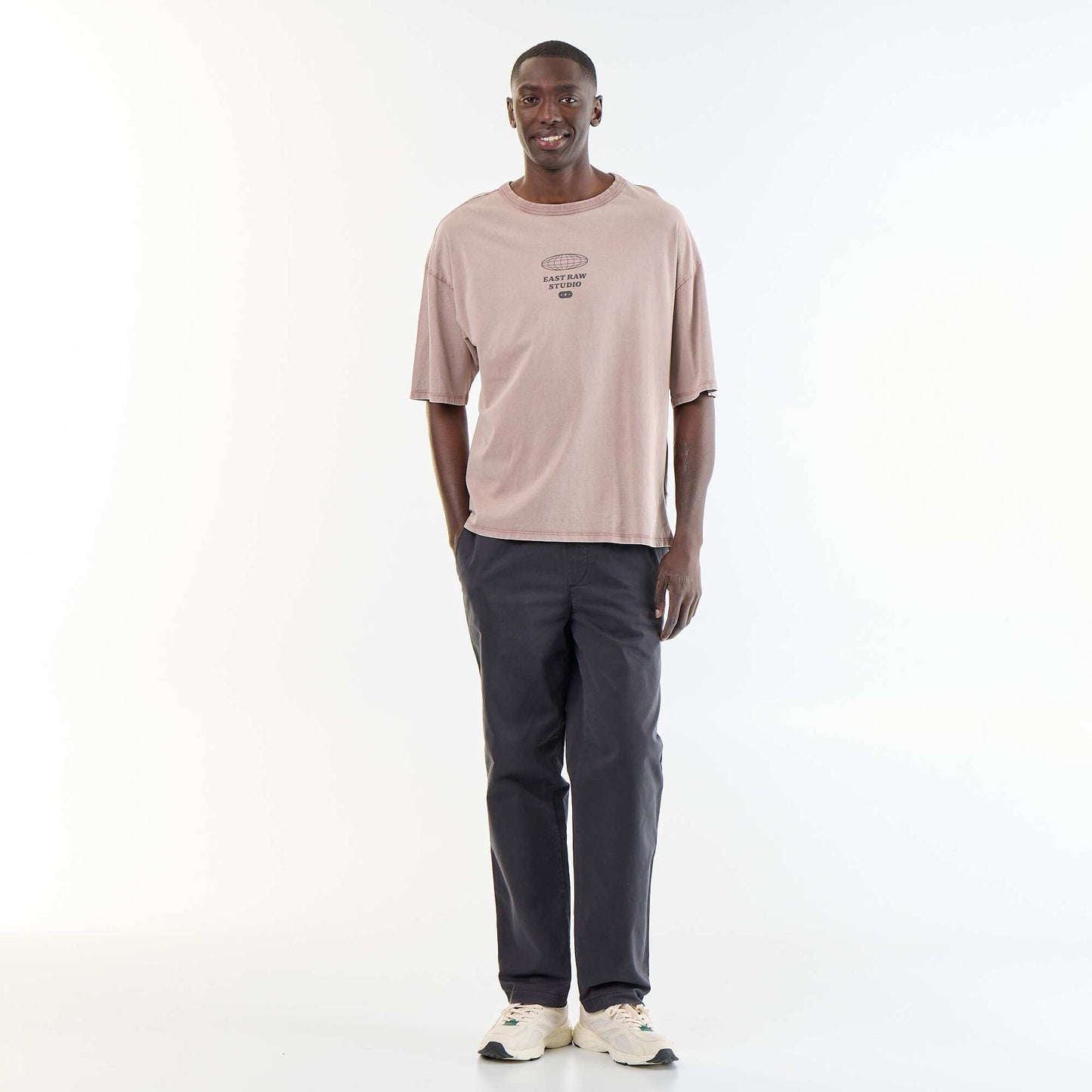 T-shirt en coton à col rond pour homme ROSE