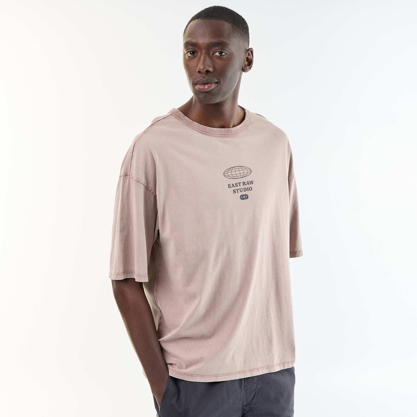 T-shirt en coton à col rond pour homme ROSE