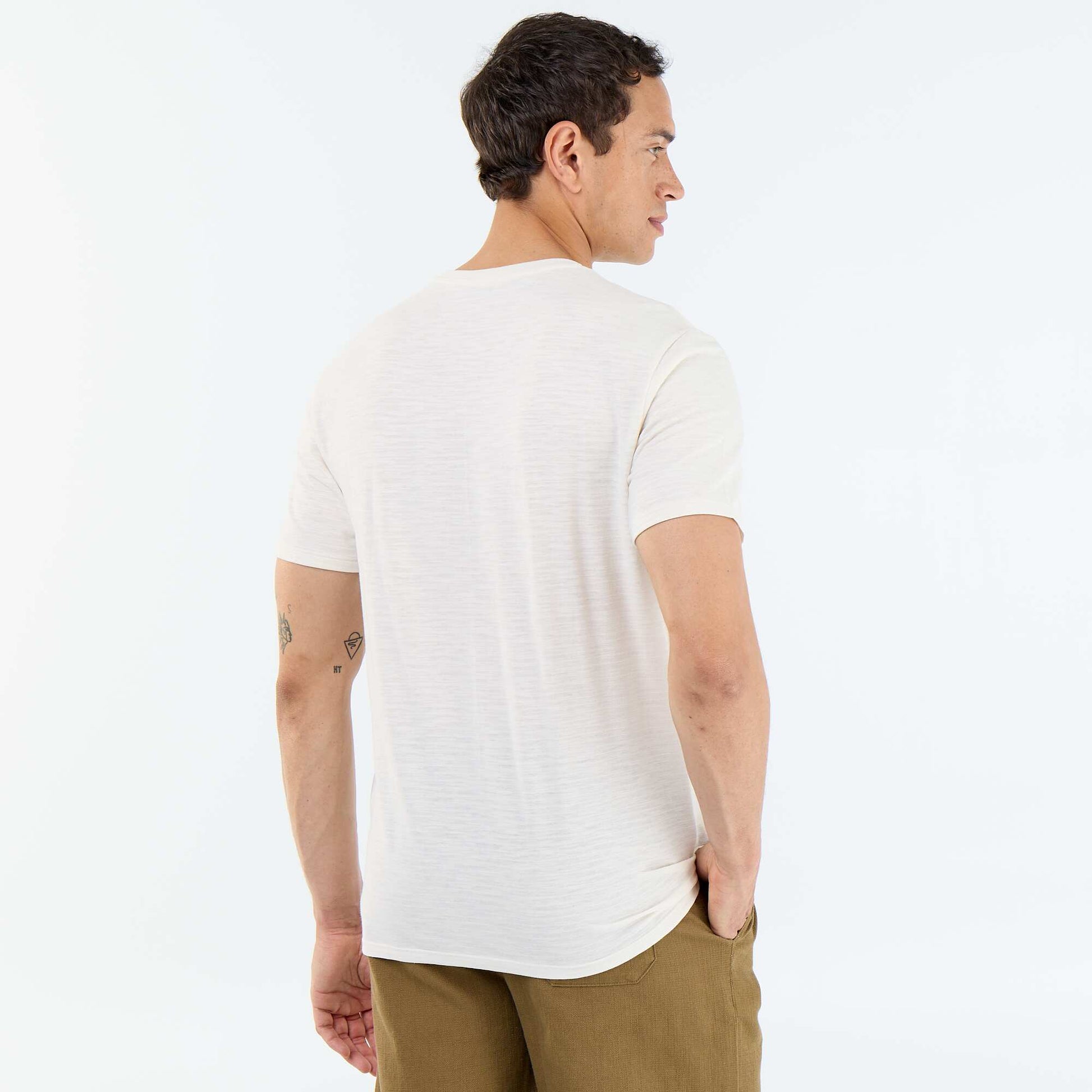 Tee-shirt uni à manches courtes BLANC