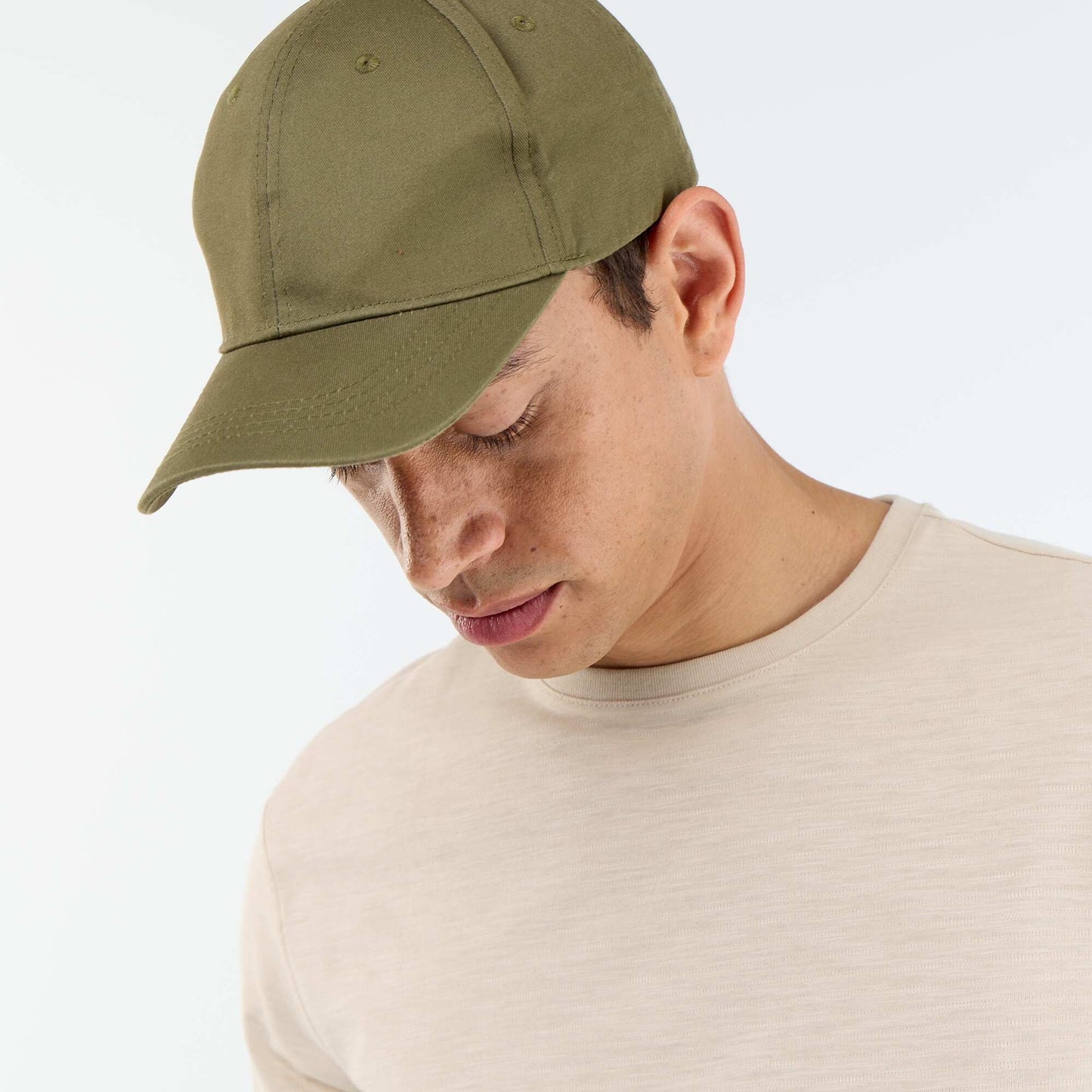 Tee-shirt uni à manches courtes BEIGE