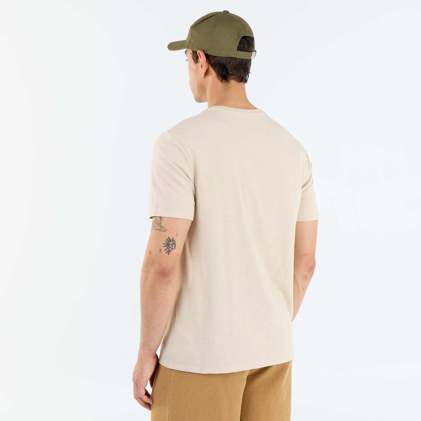 Tee-shirt uni à manches courtes BEIGE