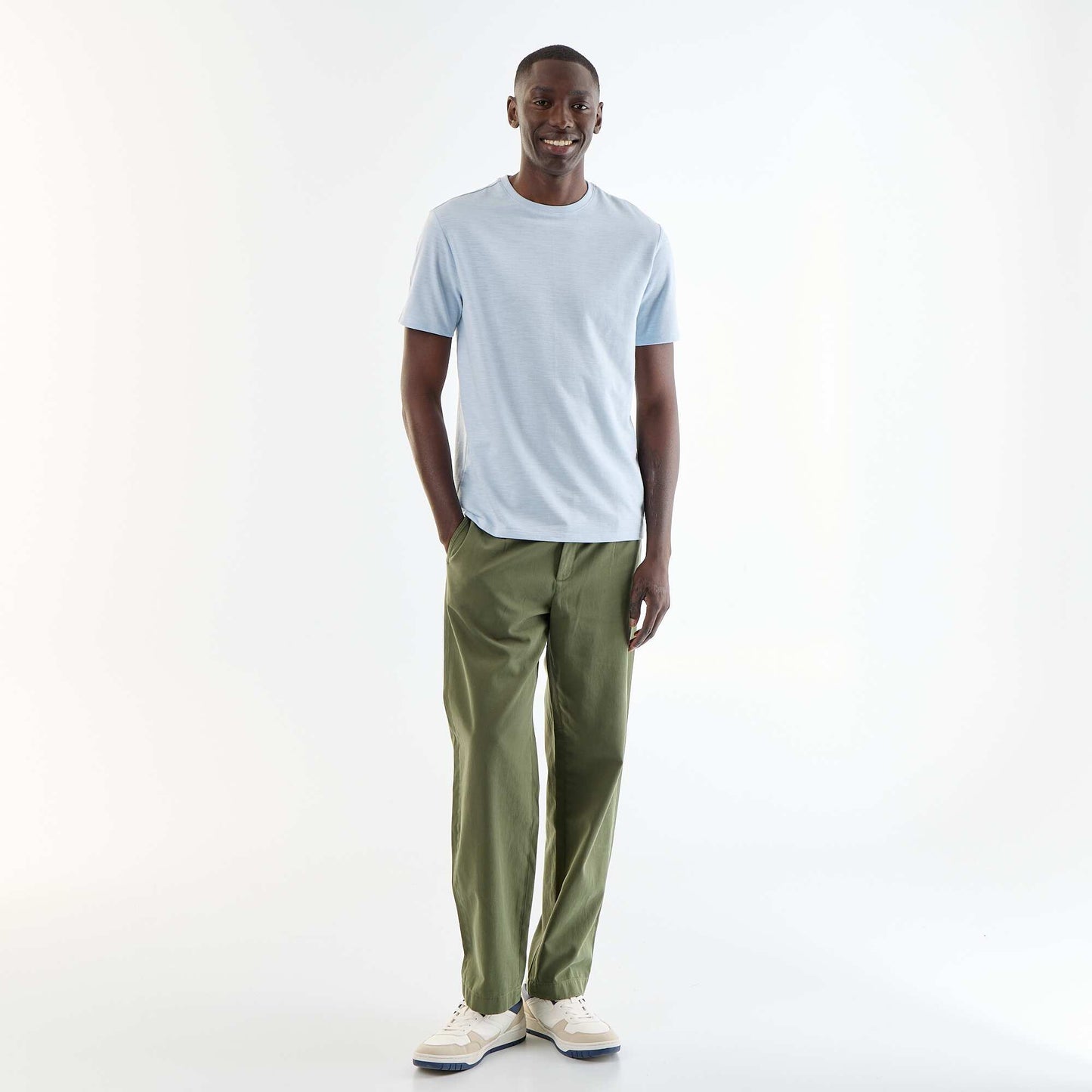 T-shirt homme uni à col rond BLEU