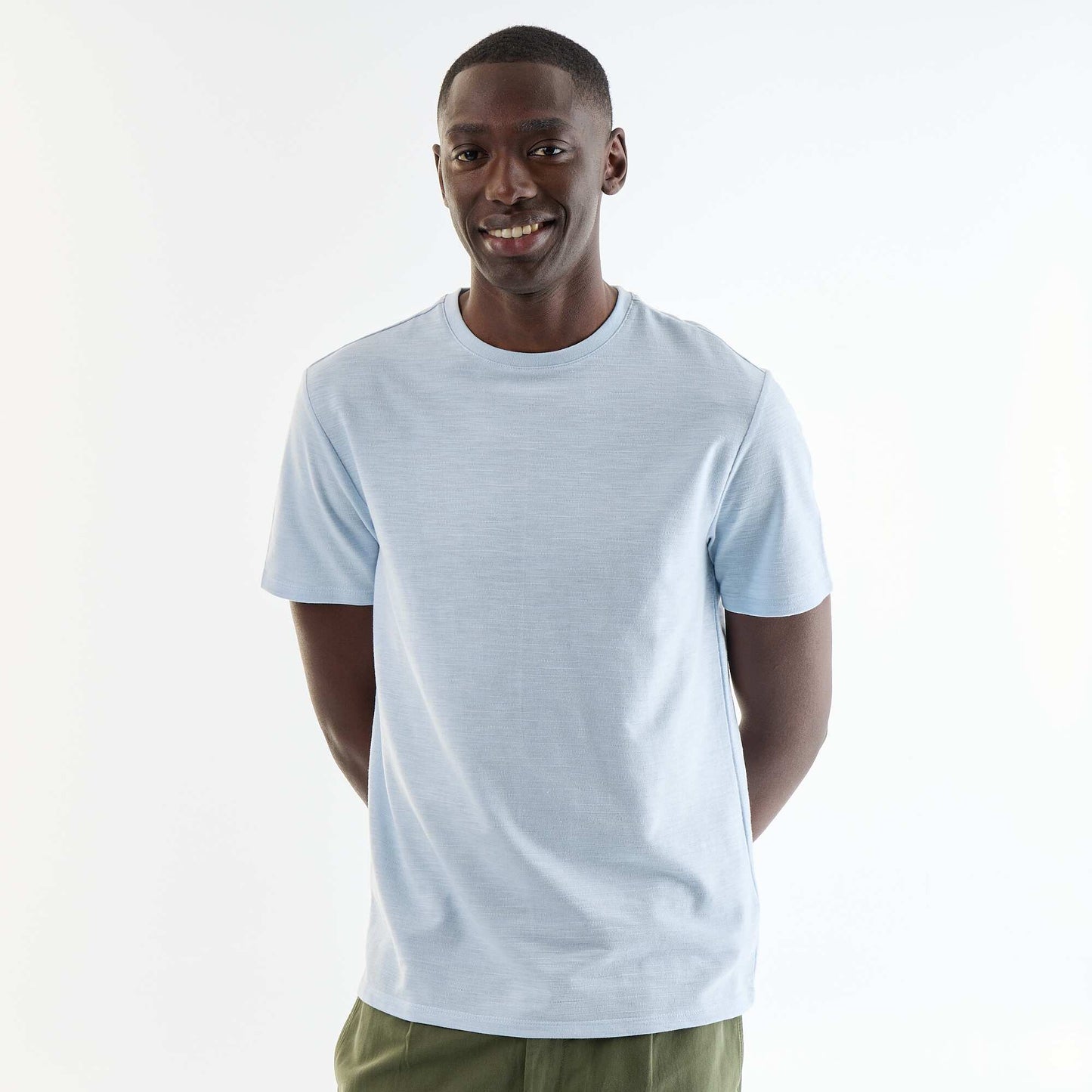 T-shirt homme uni à col rond BLEU