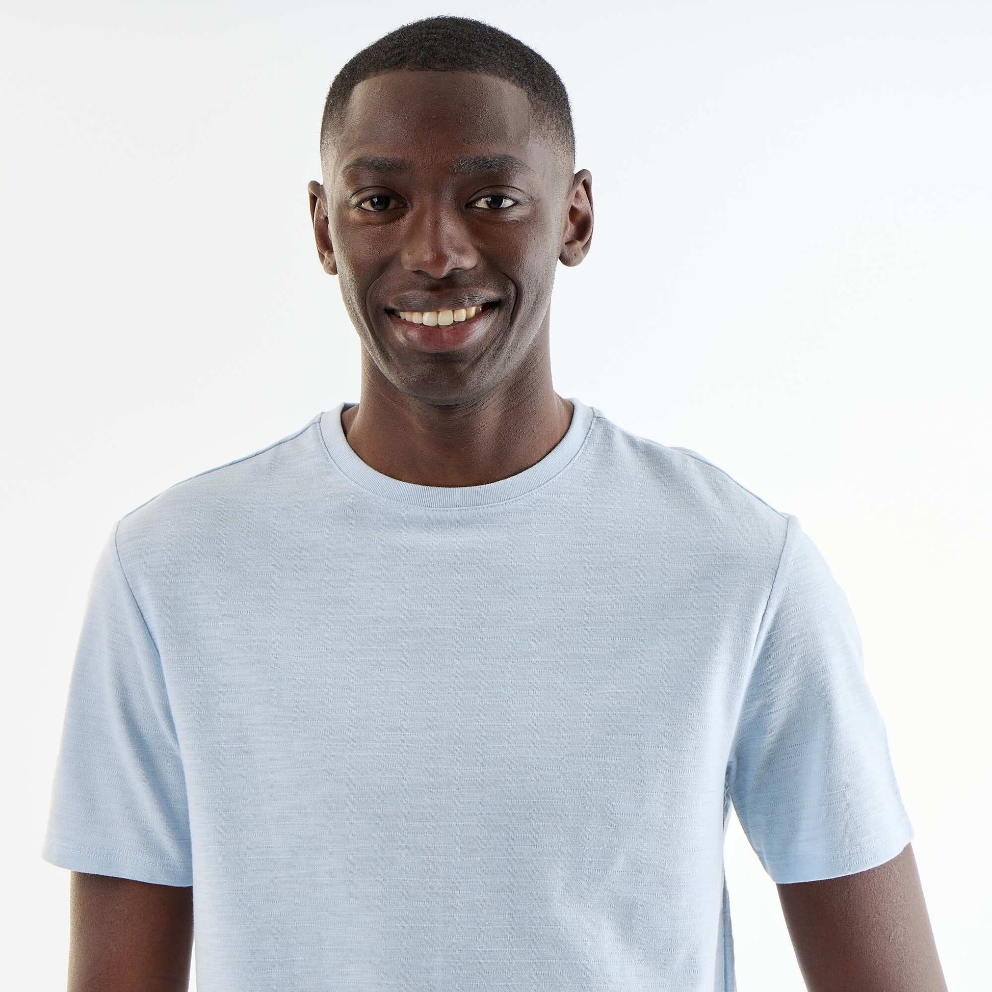T-shirt homme uni à col rond BLEU
