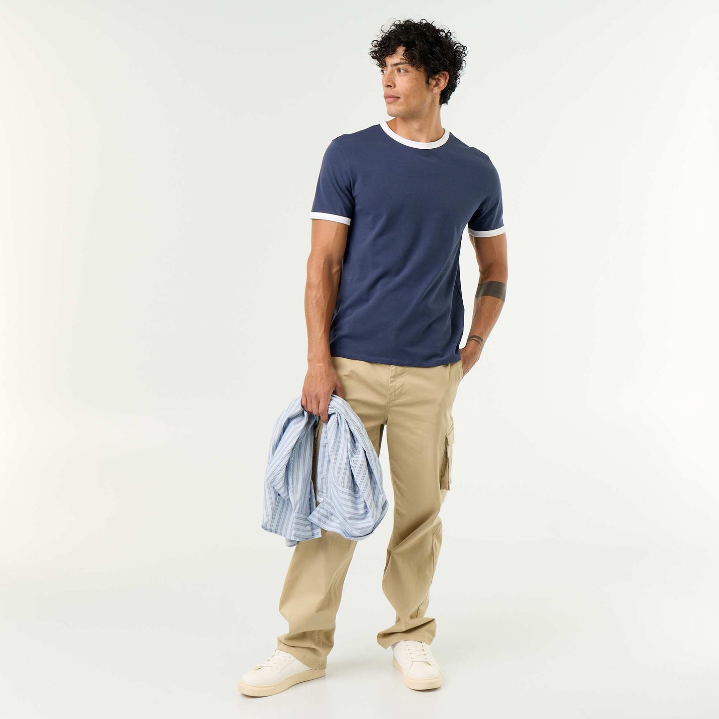 T-shirt Homme en coton à col rond BLEU
