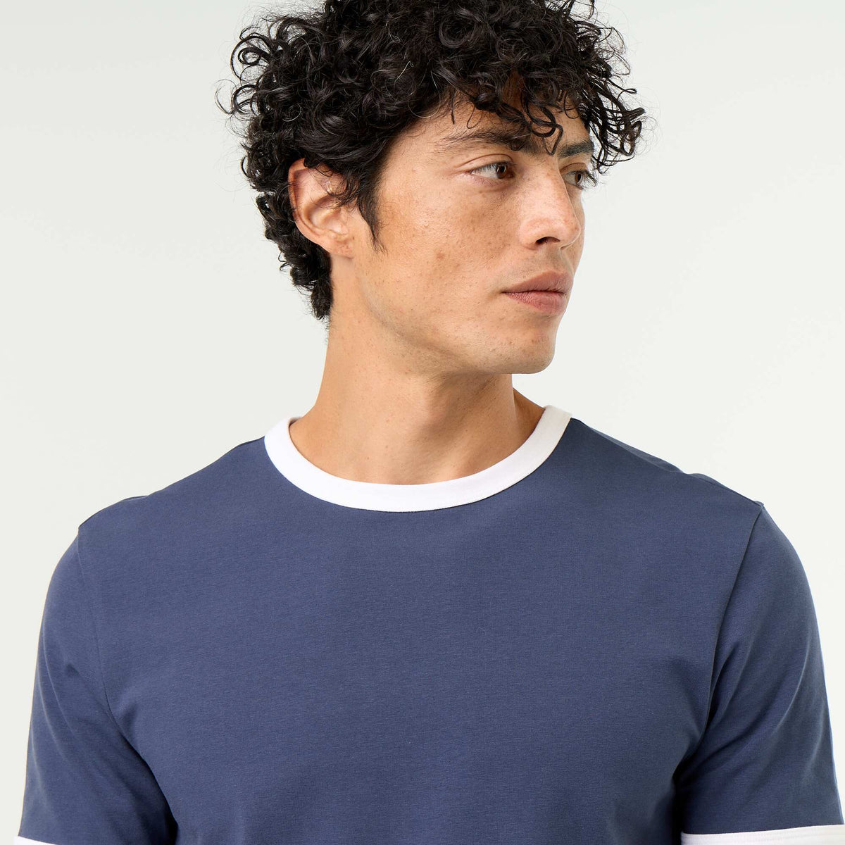 T-shirt Homme en coton à col rond BLEU