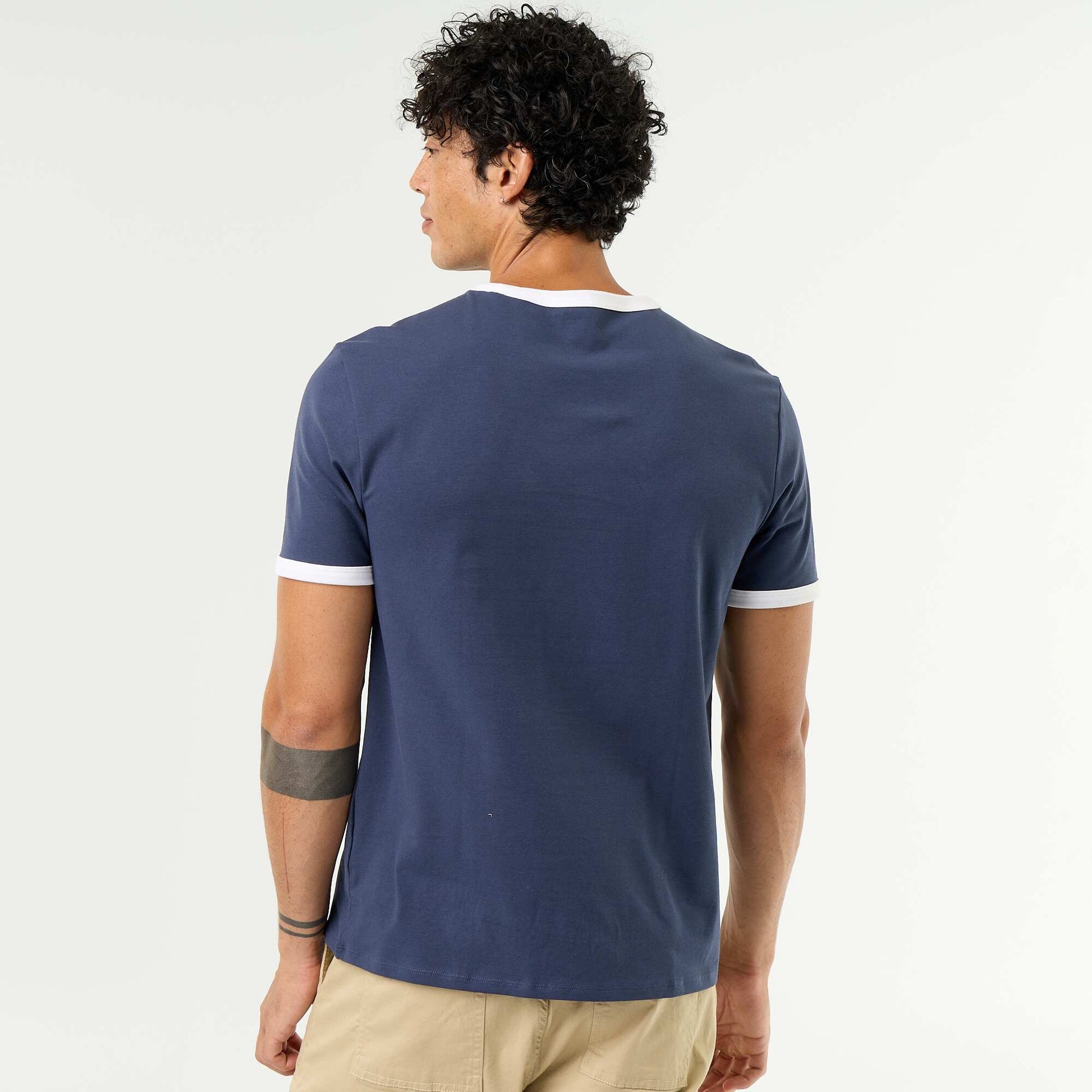 T-shirt Homme en coton à col rond BLEU