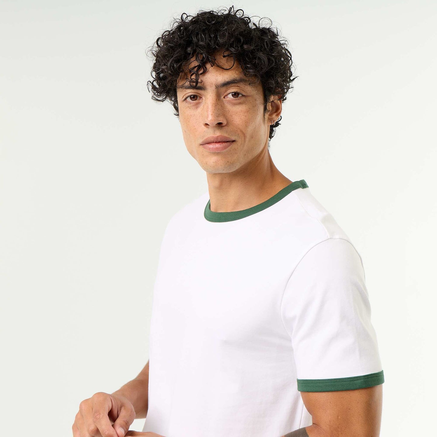 T-shirt Homme en coton uni à col rond VERT