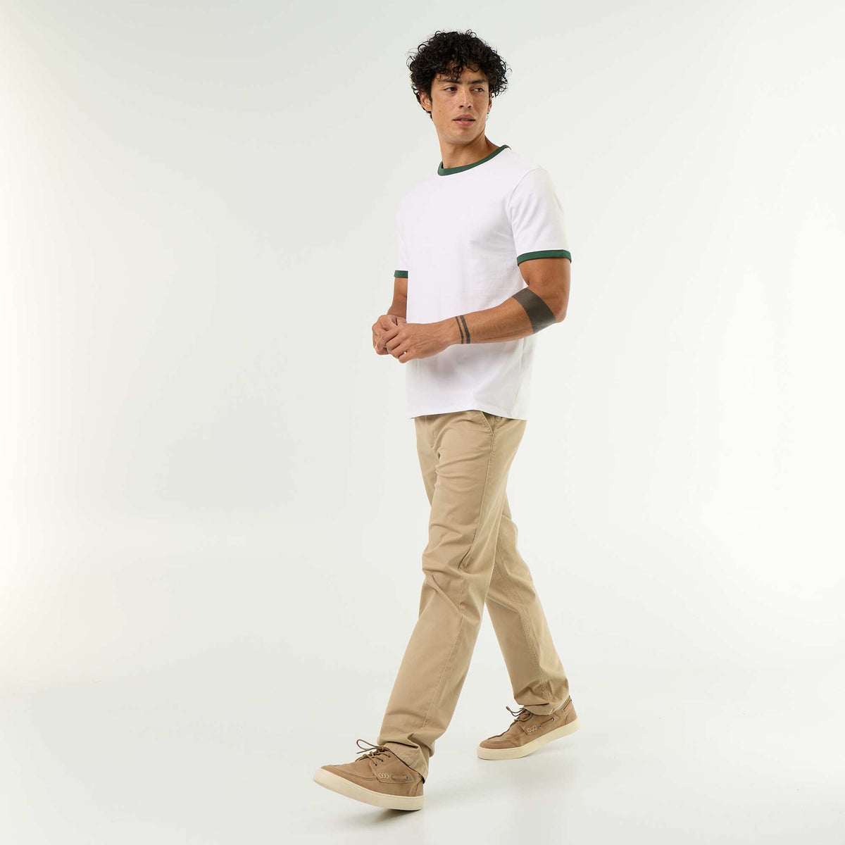 T-shirt Homme en coton uni à col rond VERT