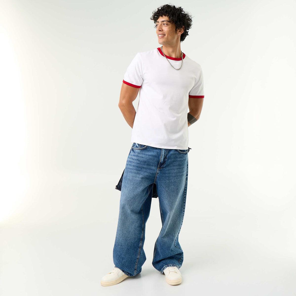 T-shirt homme en coton uni à col rond ROUGE