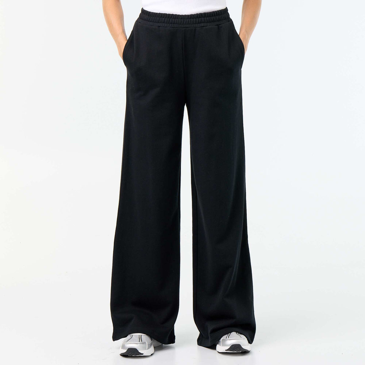Pantalon jogging large en maille lourde NOIR