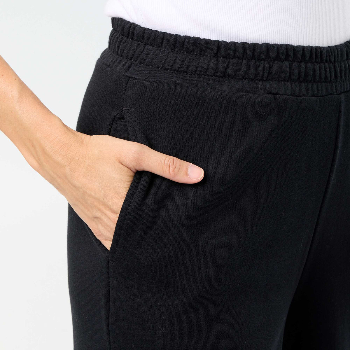 Pantalon jogging large en maille lourde NOIR