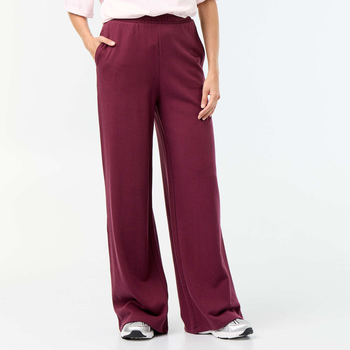 Pantalon jogging large en maille lourde ROSE