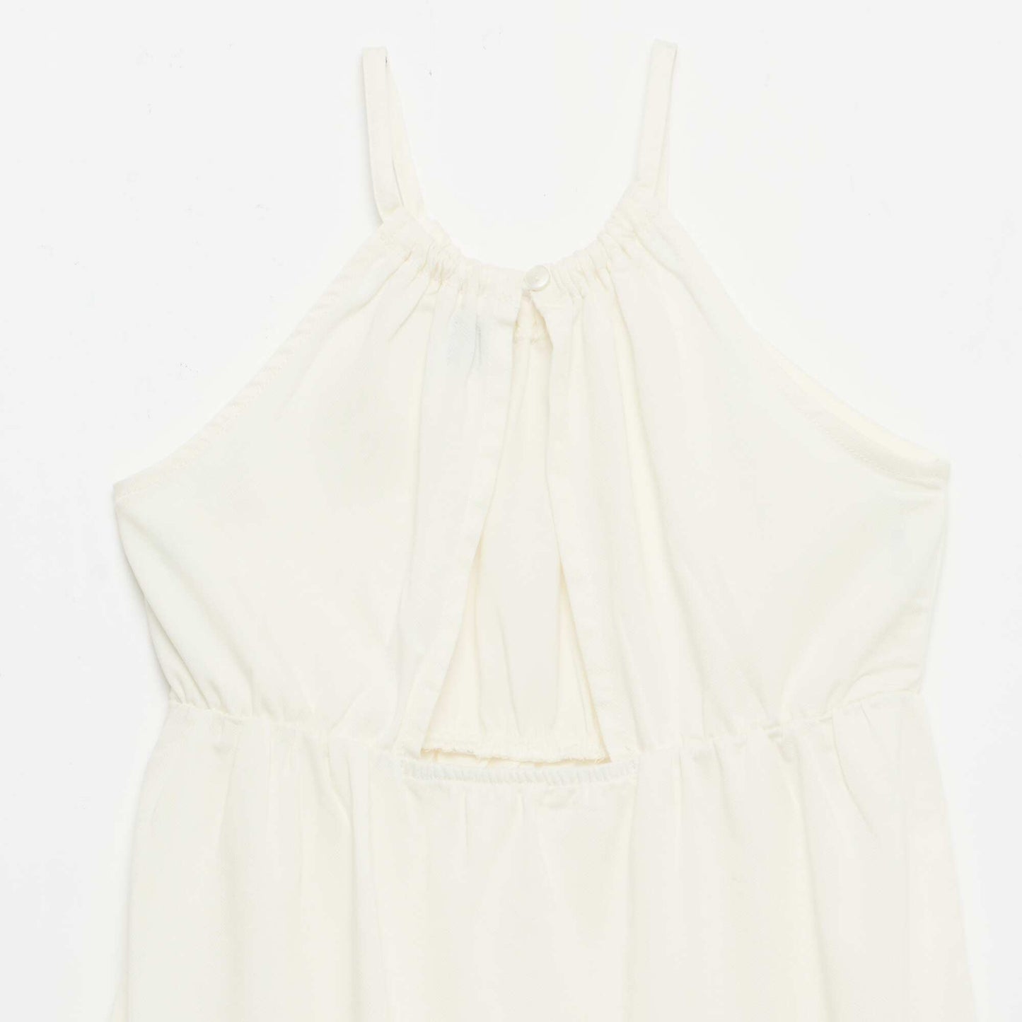 Robe unie à bretelles et volants BEIGE