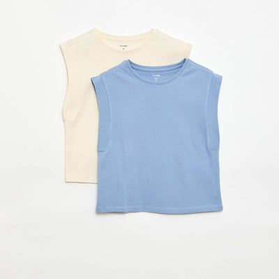 Lot de 2 débardeurs uni BLEU