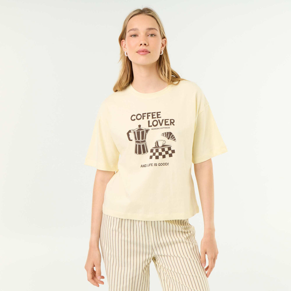 Ensemble de pyjama en coton - T-shirt + pantalon JAUNE
