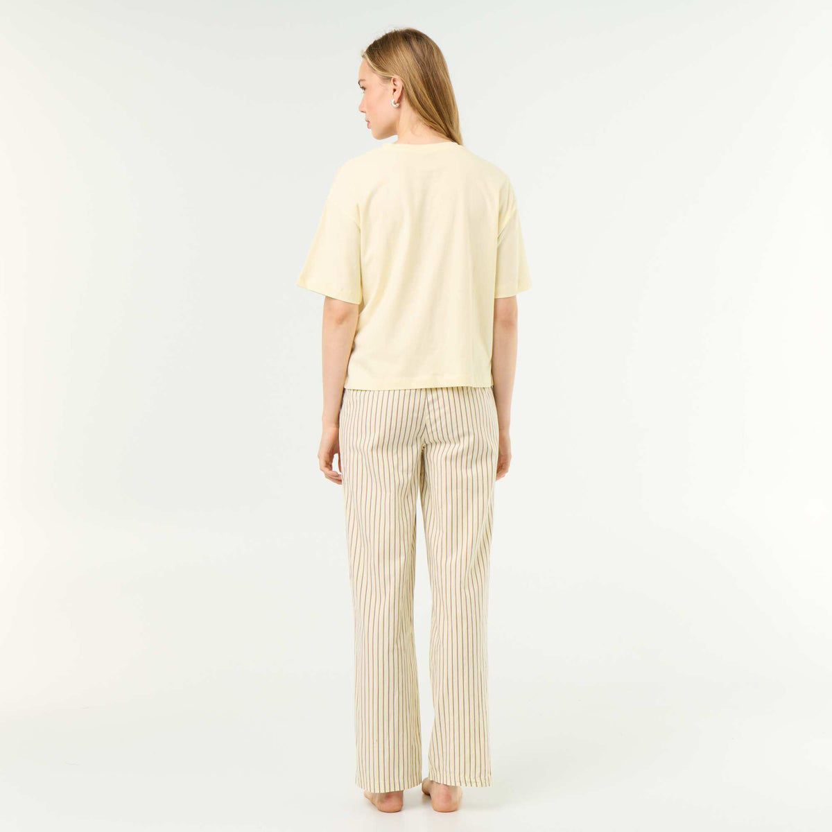 Ensemble de pyjama en coton - T-shirt + pantalon JAUNE