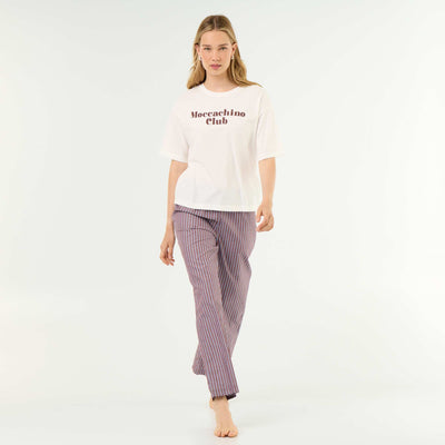 Ensemble de pyjama en coton - T-shirt + pantalon MARRON