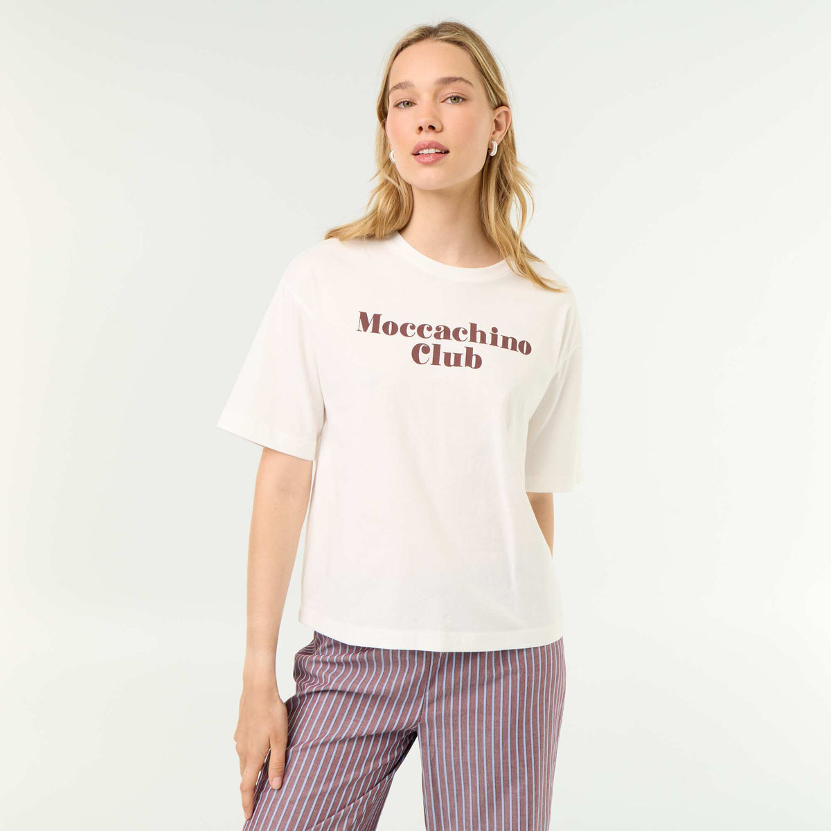 Ensemble de pyjama en coton - T-shirt + pantalon MARRON