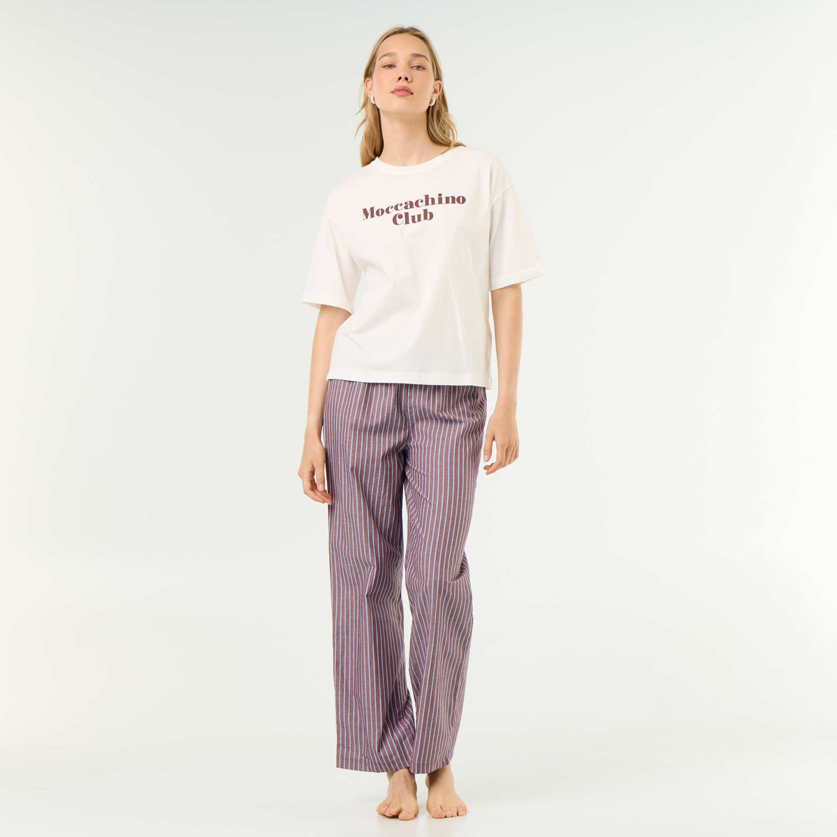 Ensemble de pyjama en coton - T-shirt + pantalon MARRON