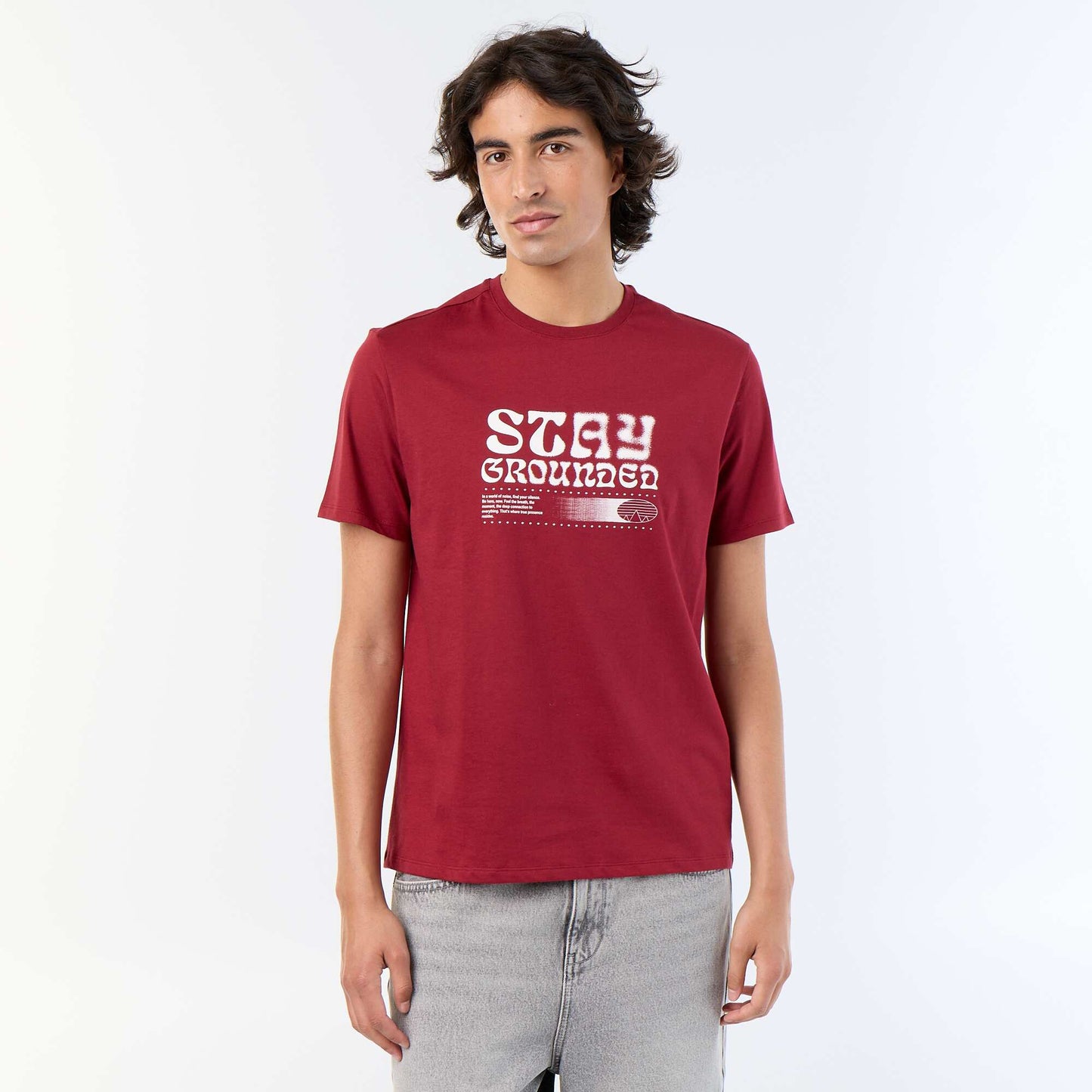 T-shirt homme en coton biologique imprimé ROUGE