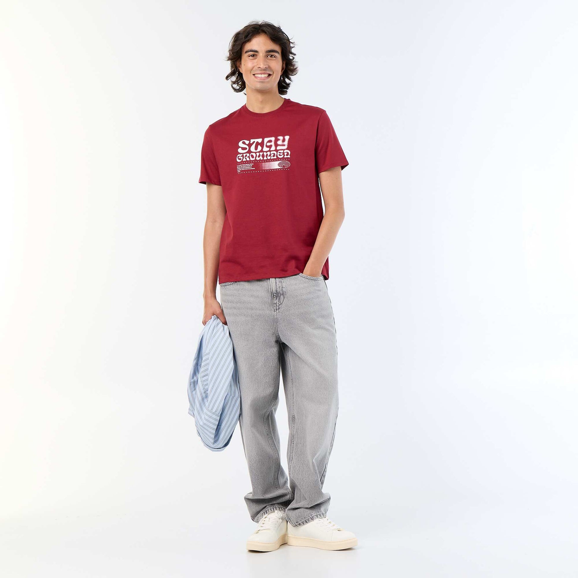 T-shirt homme en coton biologique imprimé ROUGE