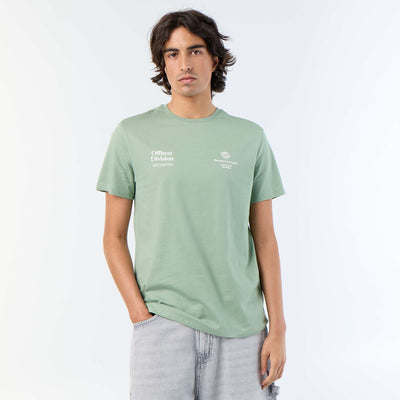 T-shirt homme en coton imprimé à col rond VERT