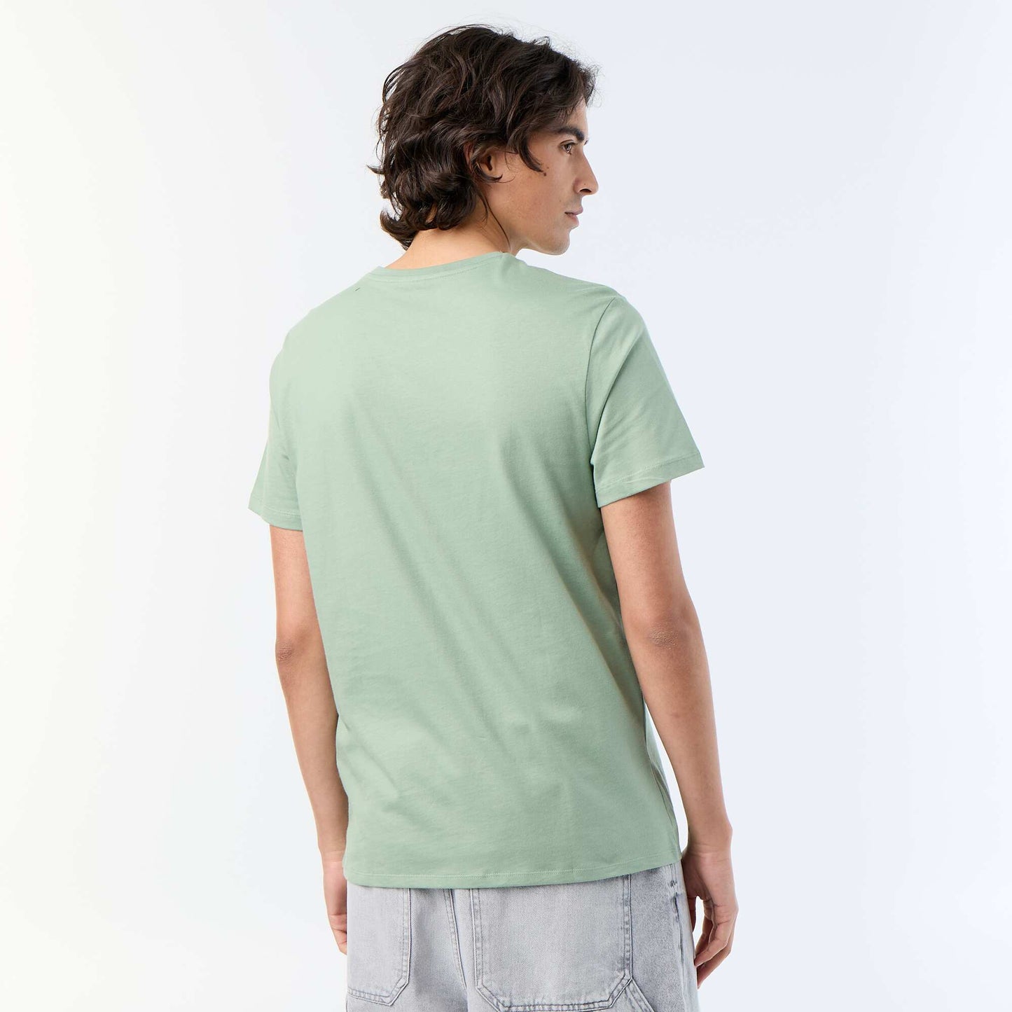 T-shirt homme en coton imprimé à col rond VERT