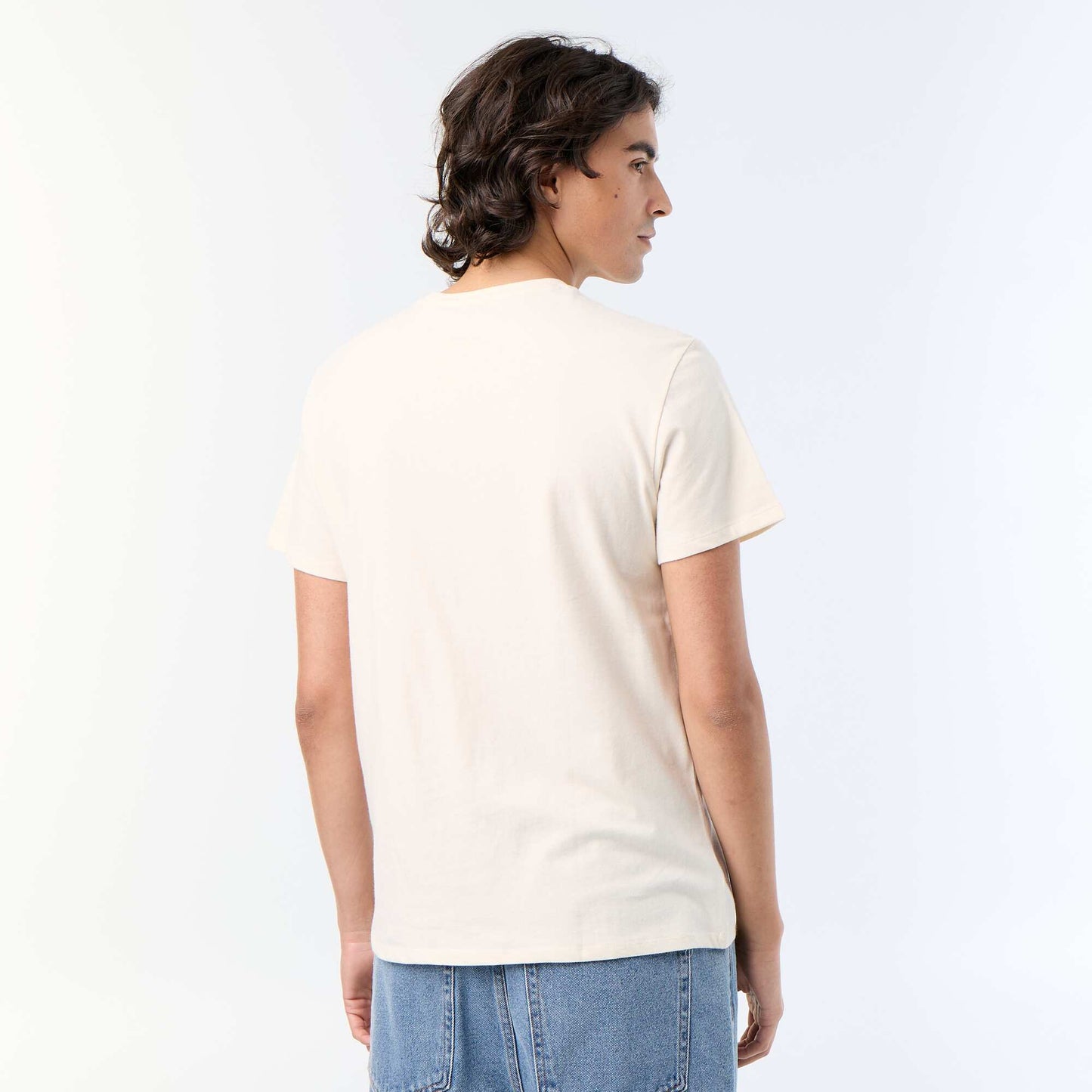 T-shirt imprimé homme en coton à col rond BLANC