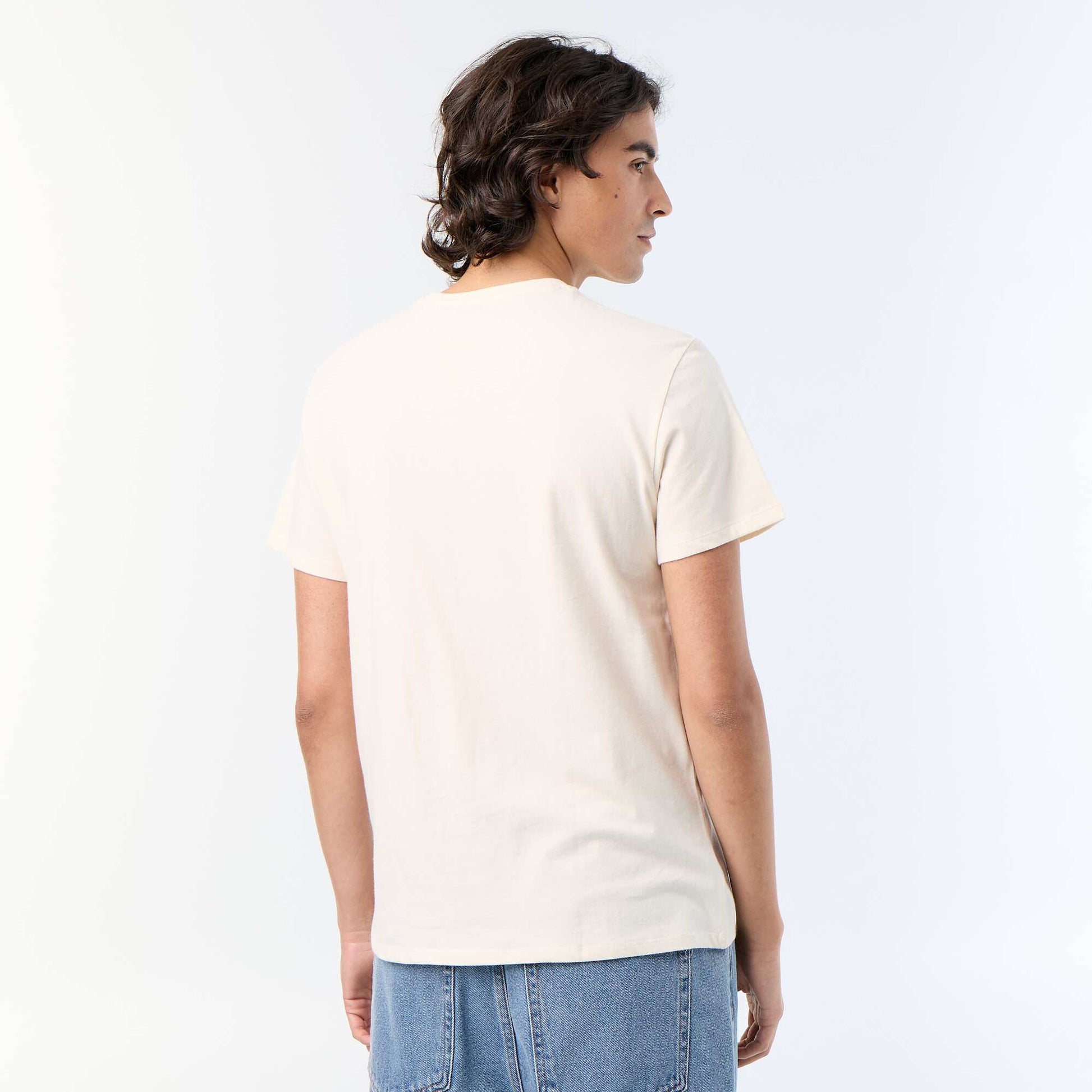 T-shirt imprimé homme en coton à col rond BLANC