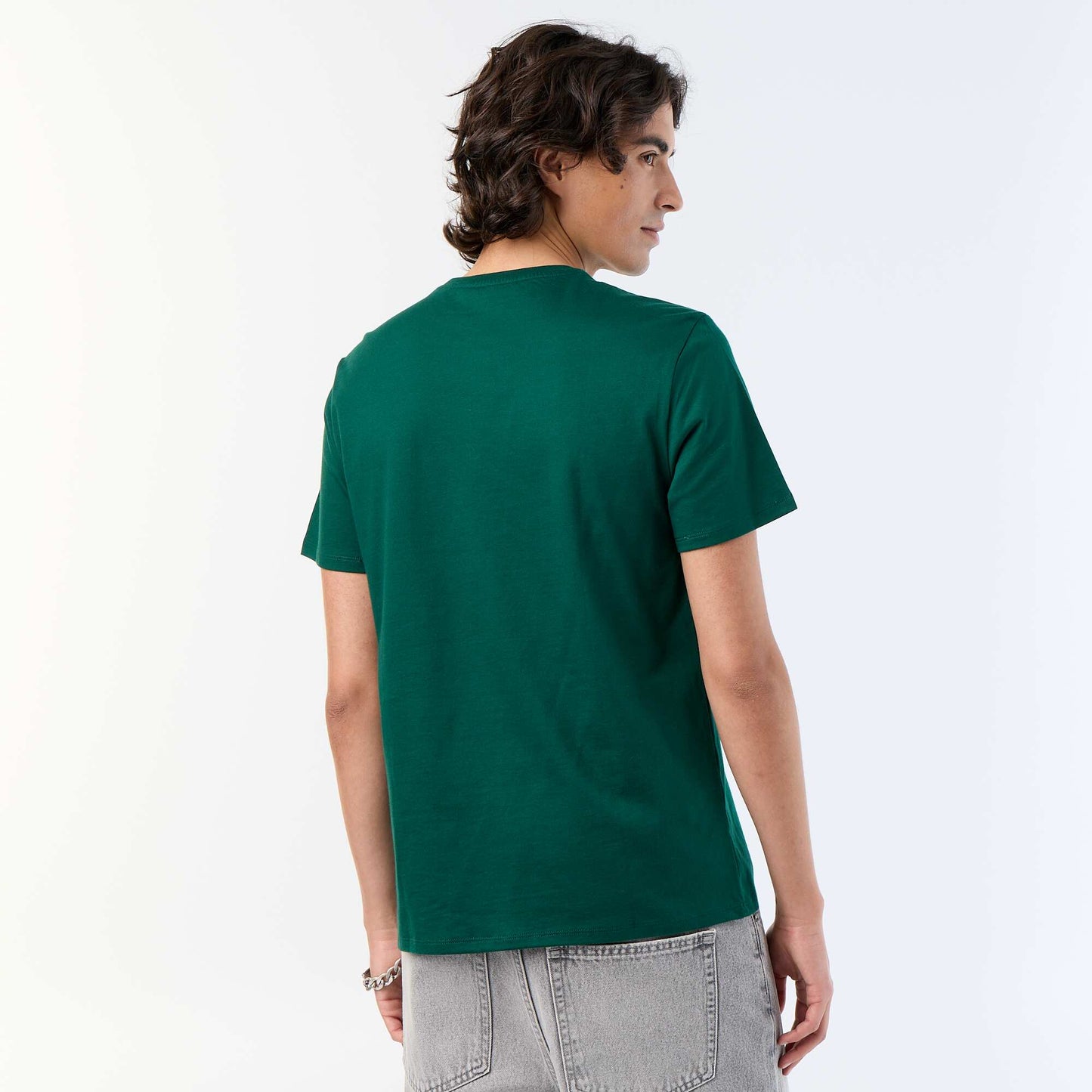 T-shirt homme en coton biologique à imprimé col rond VERT