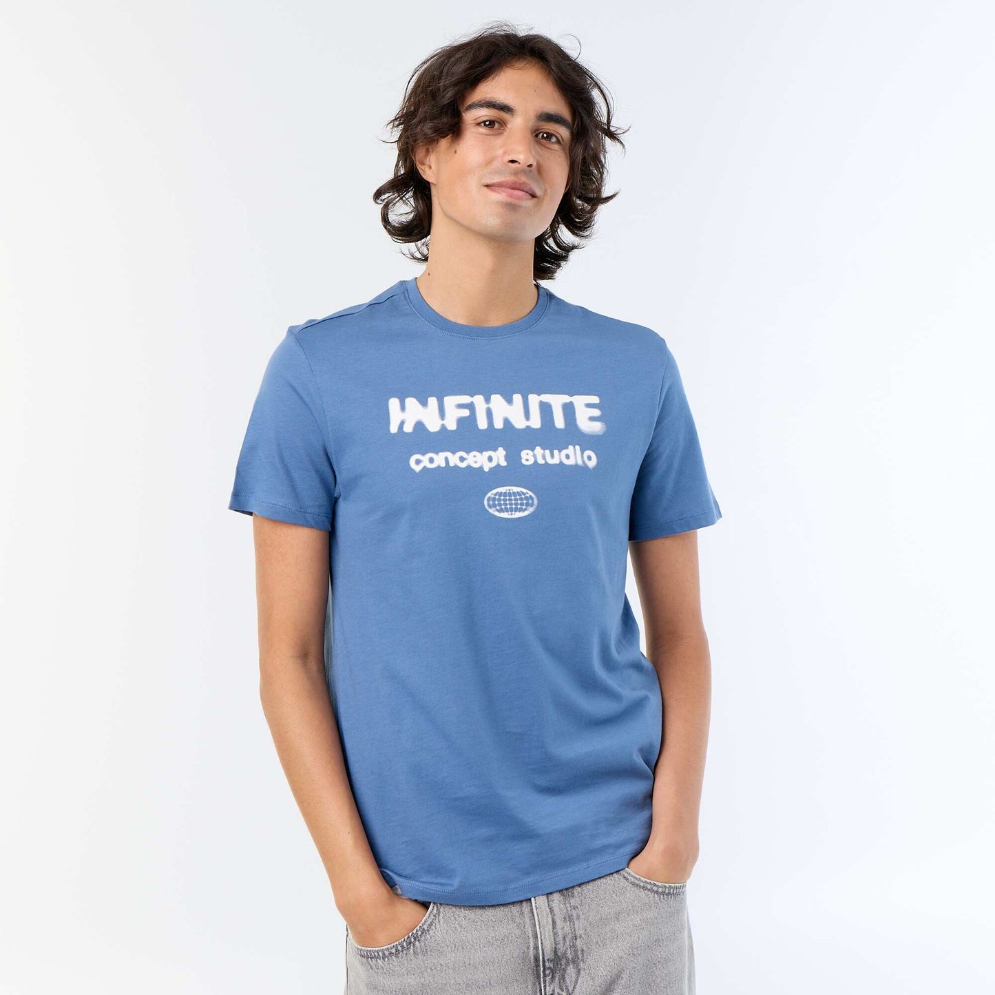 T-shirt homme en coton biologique à imprimé BLEU