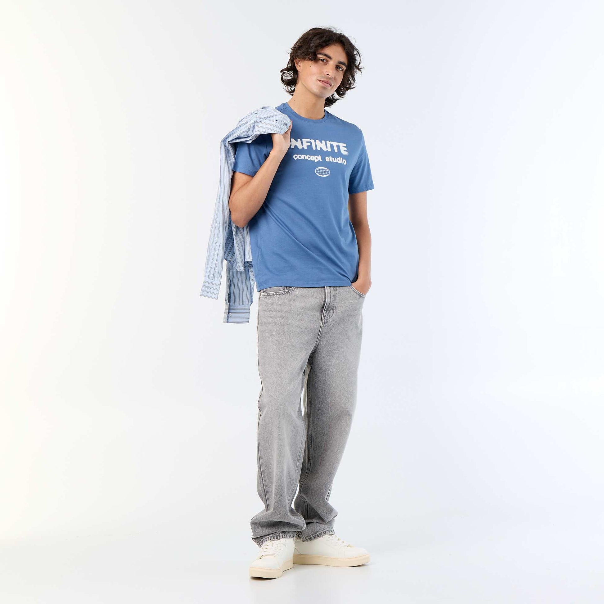 T-shirt homme en coton biologique à imprimé BLEU