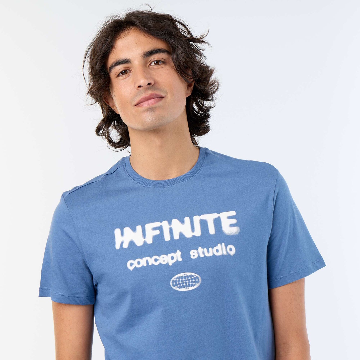 T-shirt homme en coton biologique à imprimé BLEU