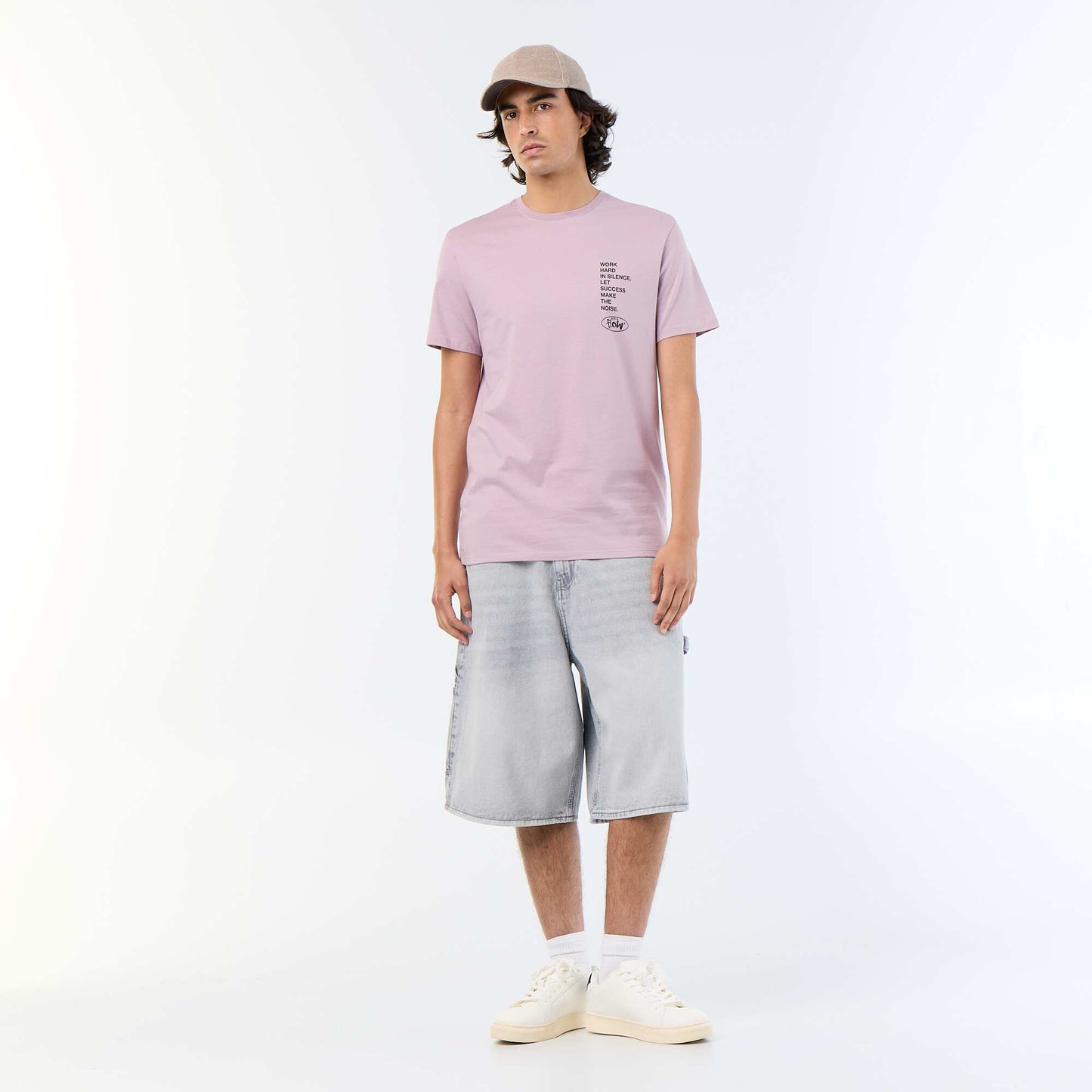 T-shirt en coton imprimé à col rond homme VIOLET