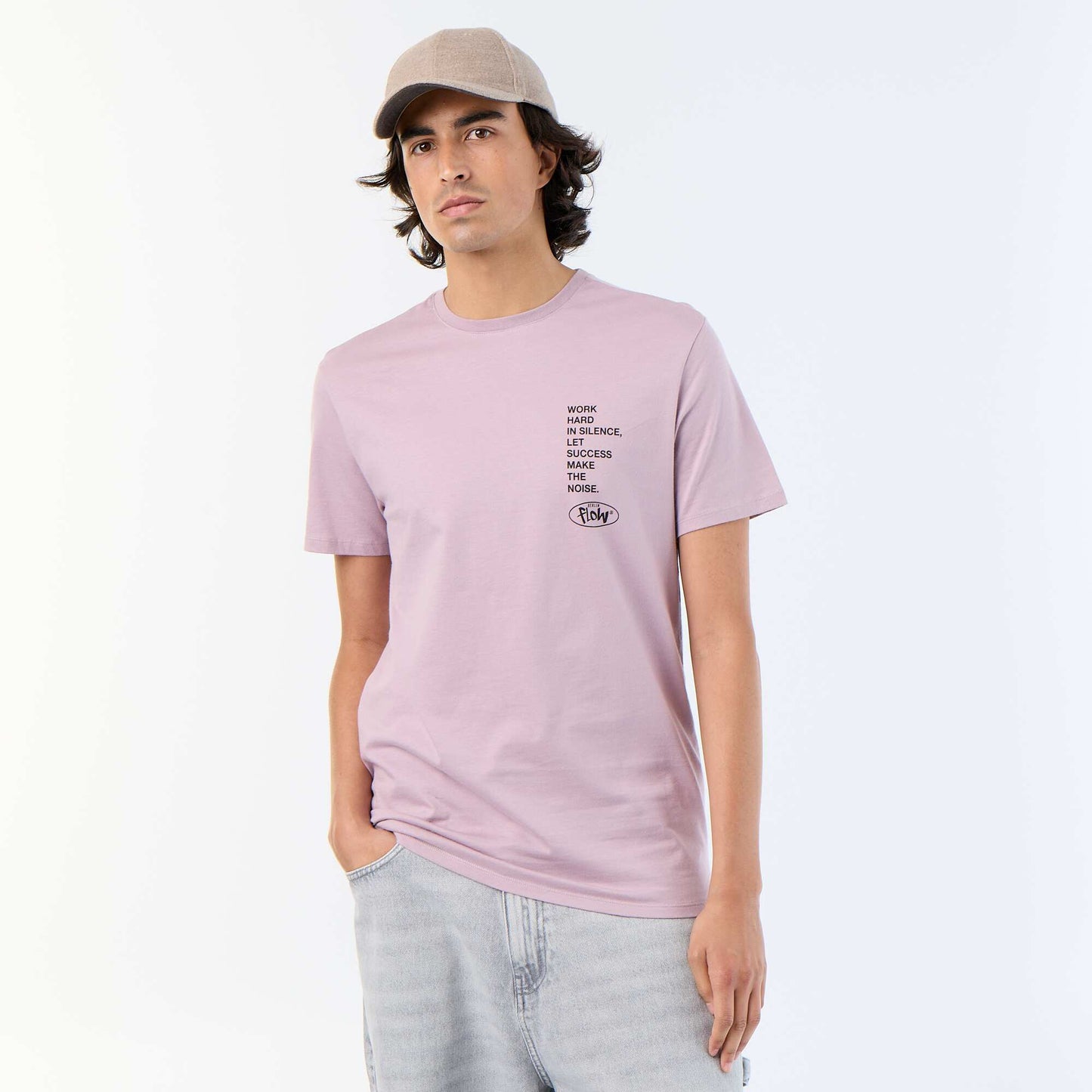 T-shirt en coton imprimé à col rond homme VIOLET